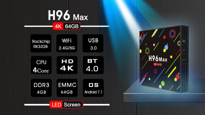 H96 ανώτατο 4G 64G RK3328 αρρενωπά 7,1 KODI17.3 με το wifi 5G και το οδηγημένο κιβώτιο TV οθόνης
